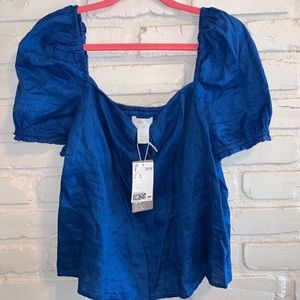 Linen Blouse - Blue//SOLD